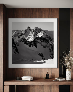 Ski mountaineering art for home and office. Luxury black and white photo prints.