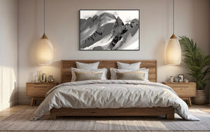 Luxurious mountain photography prints for sale in Whistler, Canada. Black and white mountain art.