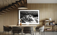 Luxury fine art prints from the Tantalus Range in Squamish, BC. Black and white mountain photography.