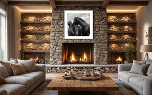 Fine art print of a mother horse with foal. Unique wall art.