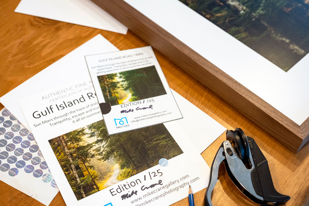 Limited edition landscape photography with certificates of authenticity