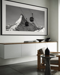 Matterhorn Moments panorama framed above a long sideboard