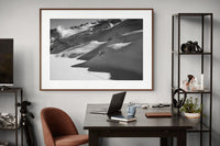 Monumental scale mountain fine art by Mike Crane. Solitude in the Blackcomb Backcountry framed art at 48x72.