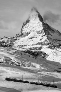 Matterhorn and the Gornergrat, black and white ridge line above the Gorner glacier, limited edition fine art print by Mike Crane *