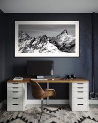 Zinalrothorn Peak 4221 m panorama framed above a desk in a home office