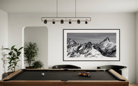 Zinalrothorn Peak 4221 m panorama framed in a games room above a pool table
